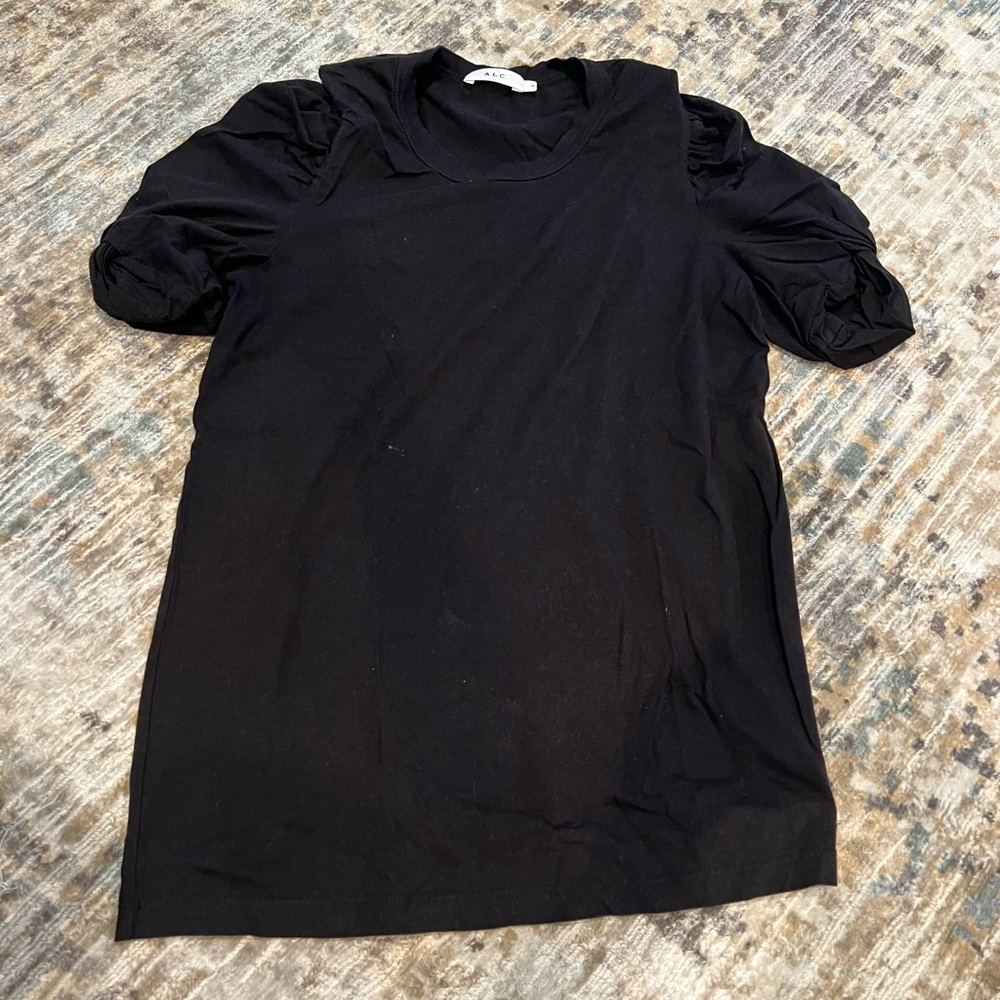 A.L.C BLACK SLEEVE DETAIL BLACK SHIRT